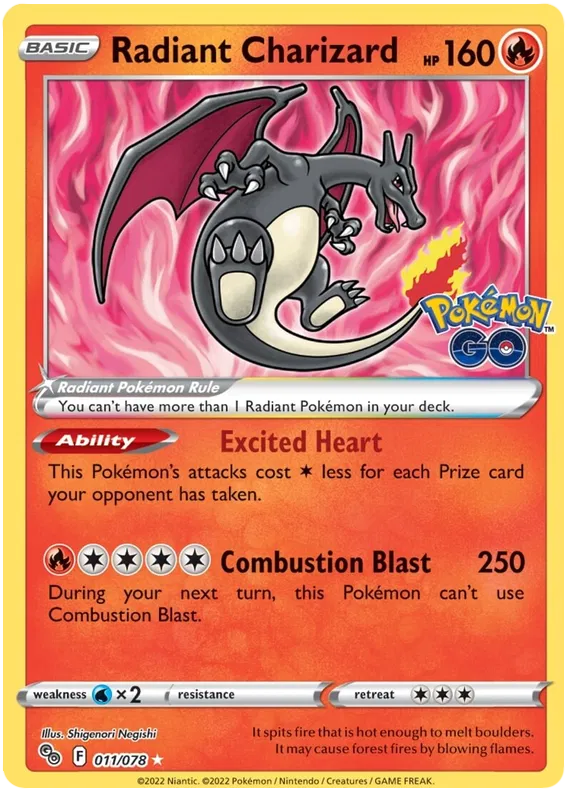 Radiant Charizard 011/078 Pokemon Go