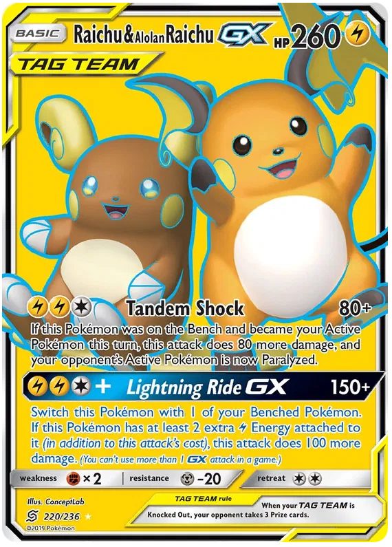 Raichu & Alolan Raichu GX 220/236 Unified Minds