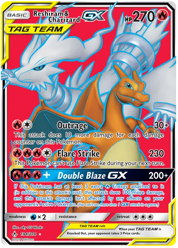 Reshiram & Charizard GX 194/214 Unbroken Bonds
