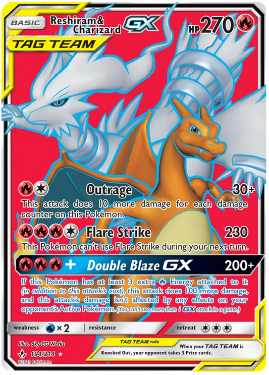 Reshiram & Charizard GX 194/214 Unbroken Bonds