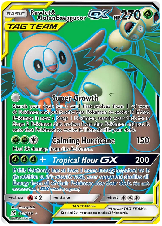 Rowlet & Alolan Exeggutor GX 214/236 Unified Minds