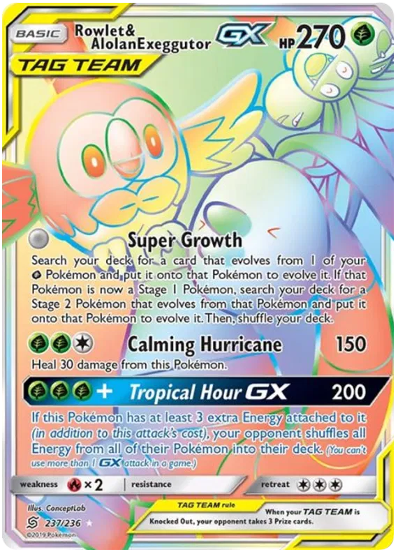 Rowlet & Alolan Exeggutor GX 237/236 Unified Minds