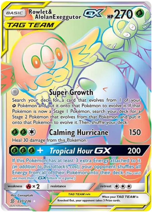 Rowlet & Alolan Exeggutor GX 237/236 Unified Minds