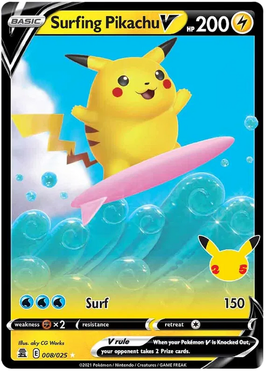Surfing Pikachu V 8/25 Sword & Shield Celebrations