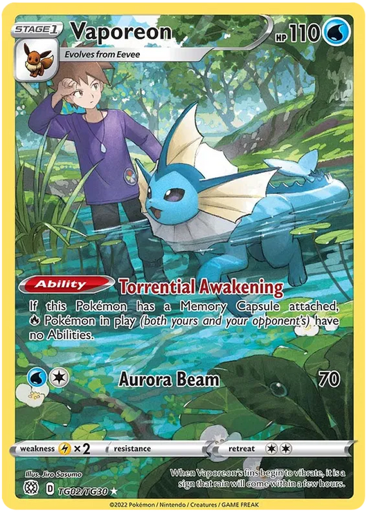 Vaporeon TG02/TG30 Sword & Shield Brilliant Stars Trainer Gallery