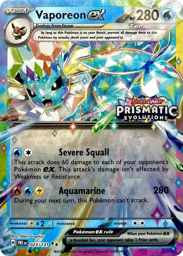 Vaporeon ex PRE 023/131 (Prismatic Evolutions Stamp)