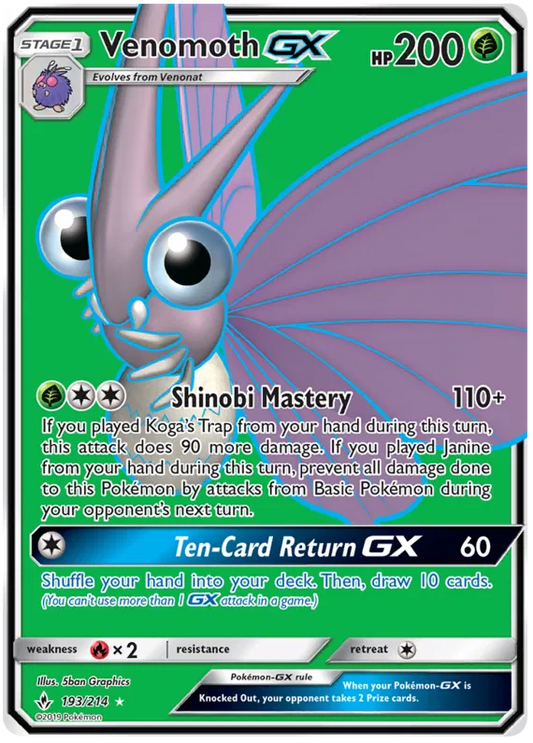 Venomoth GX 193/214 Unbroken Bonds